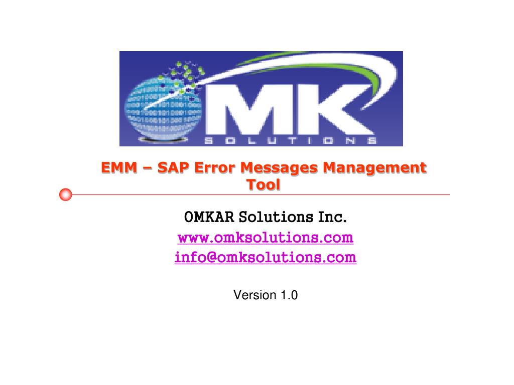 PPT EMM SAP Error Messages Management Tool PowerPoint Presentation