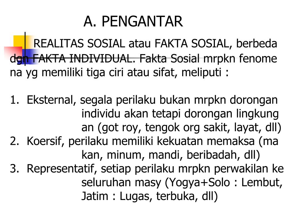PPT PENGANTAR TEORI ILMU SOSIAL DAN REALITAS SOSIAL PowerPoint