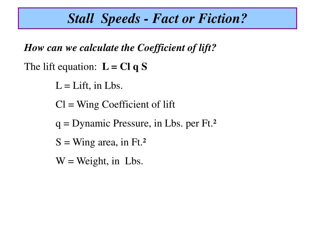 PPT Stall Speeds Fact or Fiction? PowerPoint Presentation, free