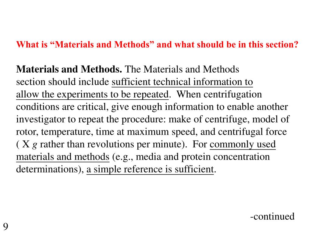 PPT What is “Materials and Methods” and what should be in this