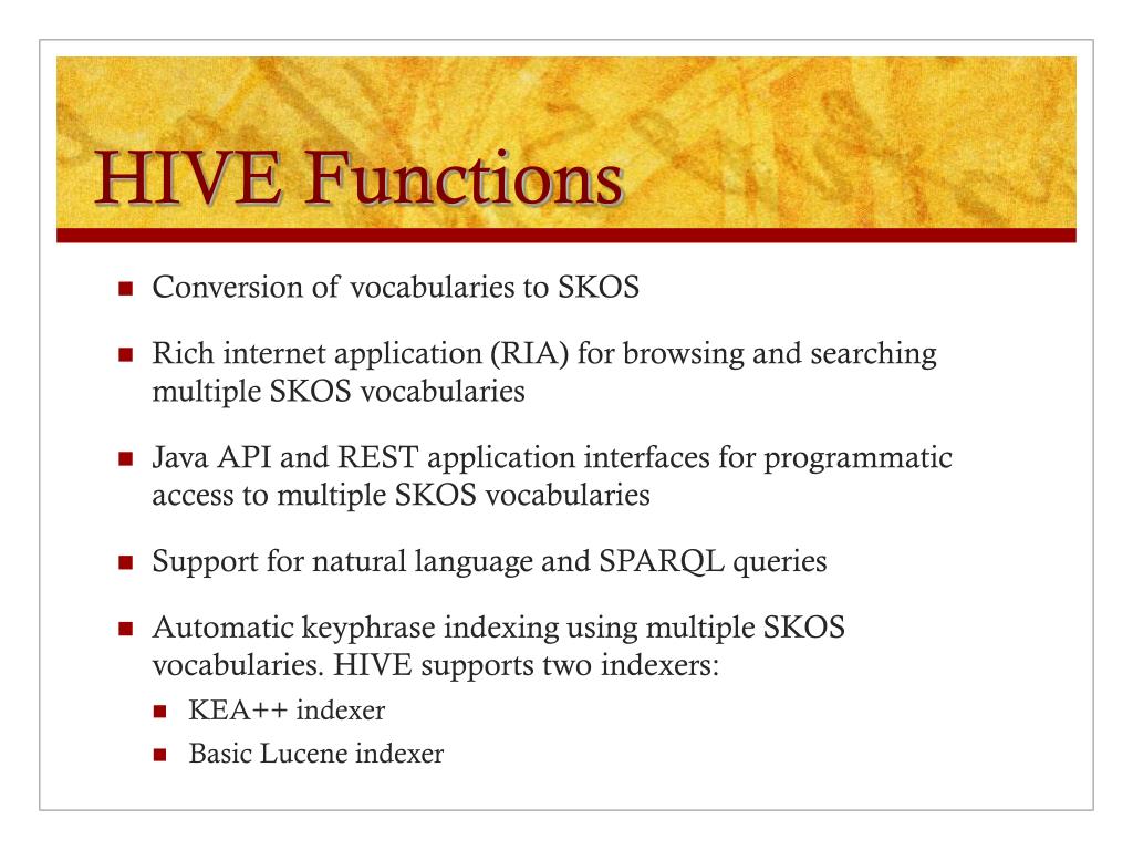 PPT SKOS2HIVE PowerPoint Presentation, free download ID3307104