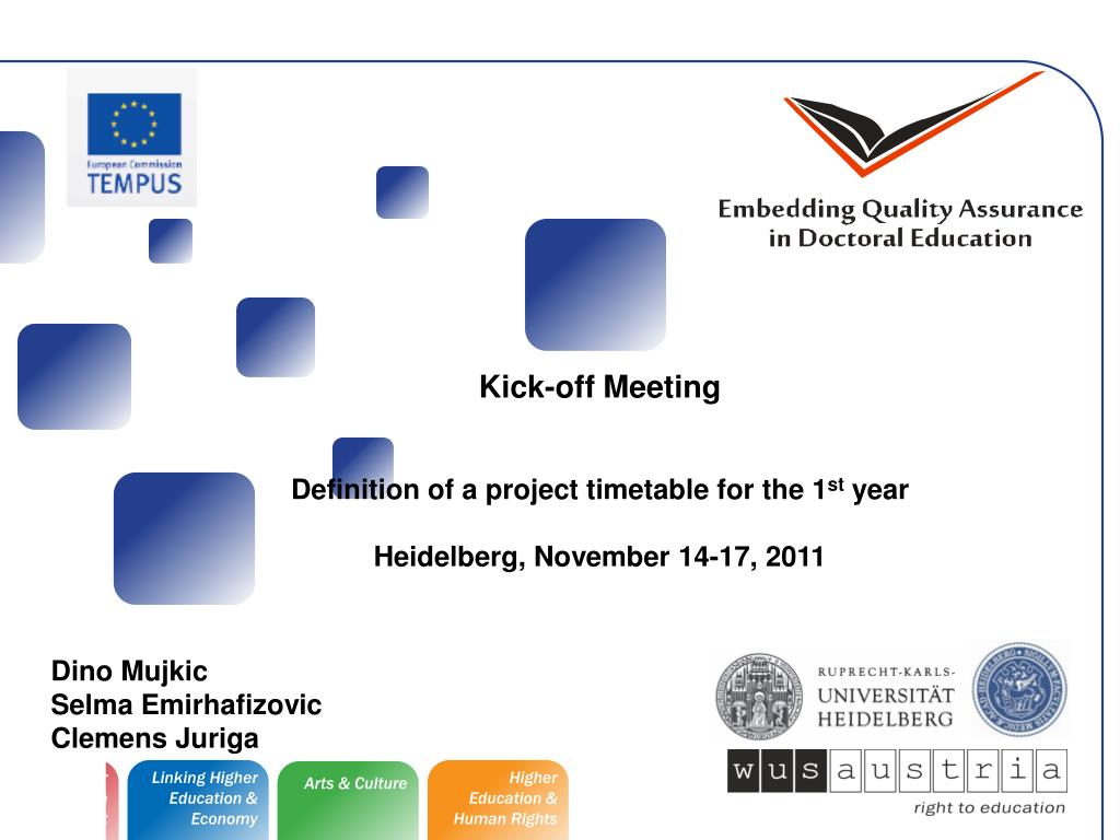 PPT Kickoff Meeting Definition of a project timetable for the 1 st