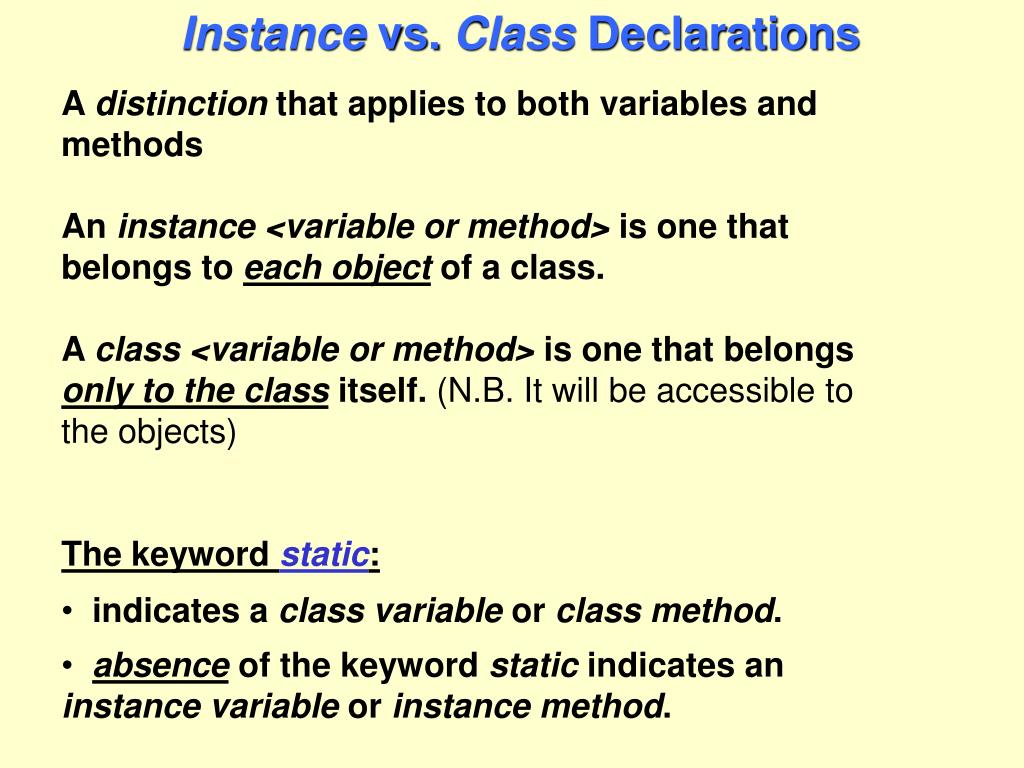 PPT Instance vs. Class Declarations PowerPoint Presentation, free