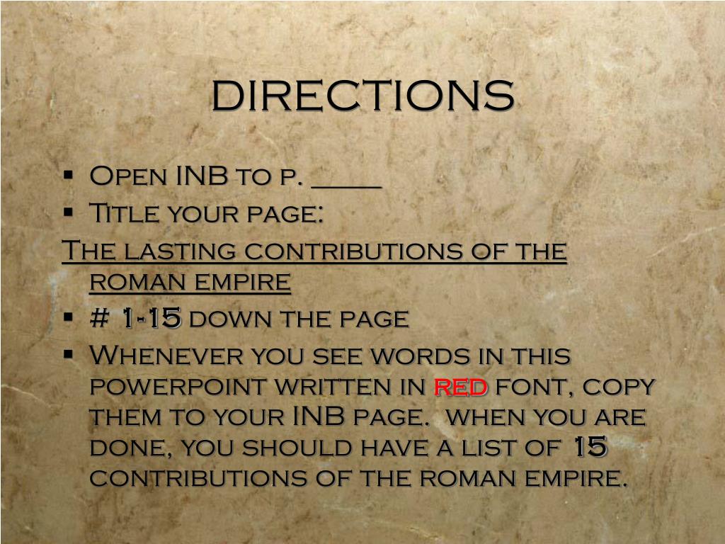 PPT The Lasting Contributions of the Roman Empire PowerPoint
