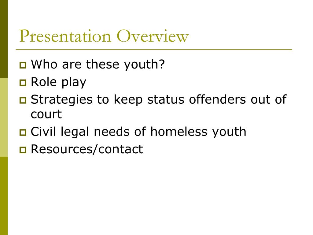 PPT Representing Juvenile Status Offenders , Runaway and Homeless Youth PowerPoint