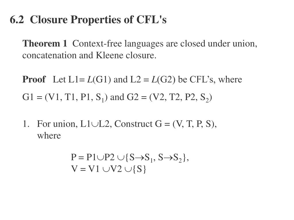 PPT Theorem 1 Contextfree languages are closed under union