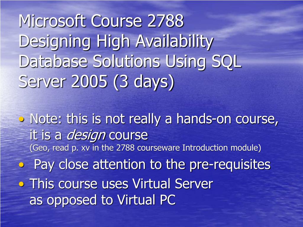 PPT SQL Server 2005 & High Availability PowerPoint Presentation ID