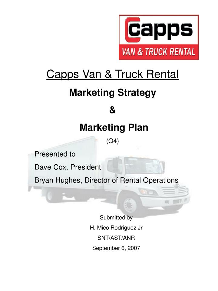 PPT Capps Van & Truck Rental Marketing Strategy & Marketing Plan (Q4