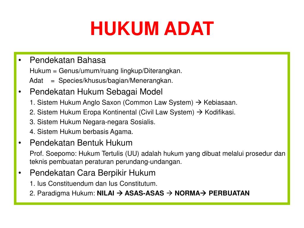 PPT HUKUM ADAT 2 SKS PowerPoint Presentation, free download ID3329396