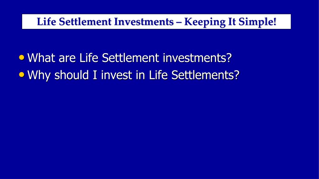 PPT The Architect of Life Settlements SM PowerPoint Presentation