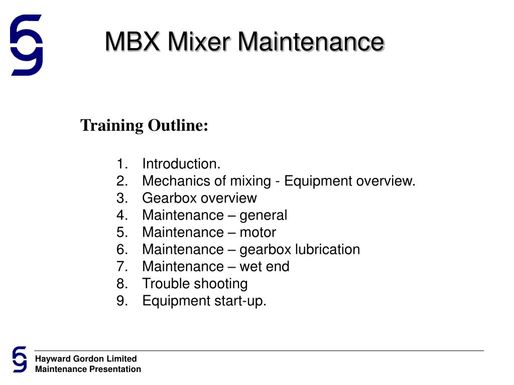 PPT Hayward Gordon Mixer Maintenance Training Presentation PowerPoint