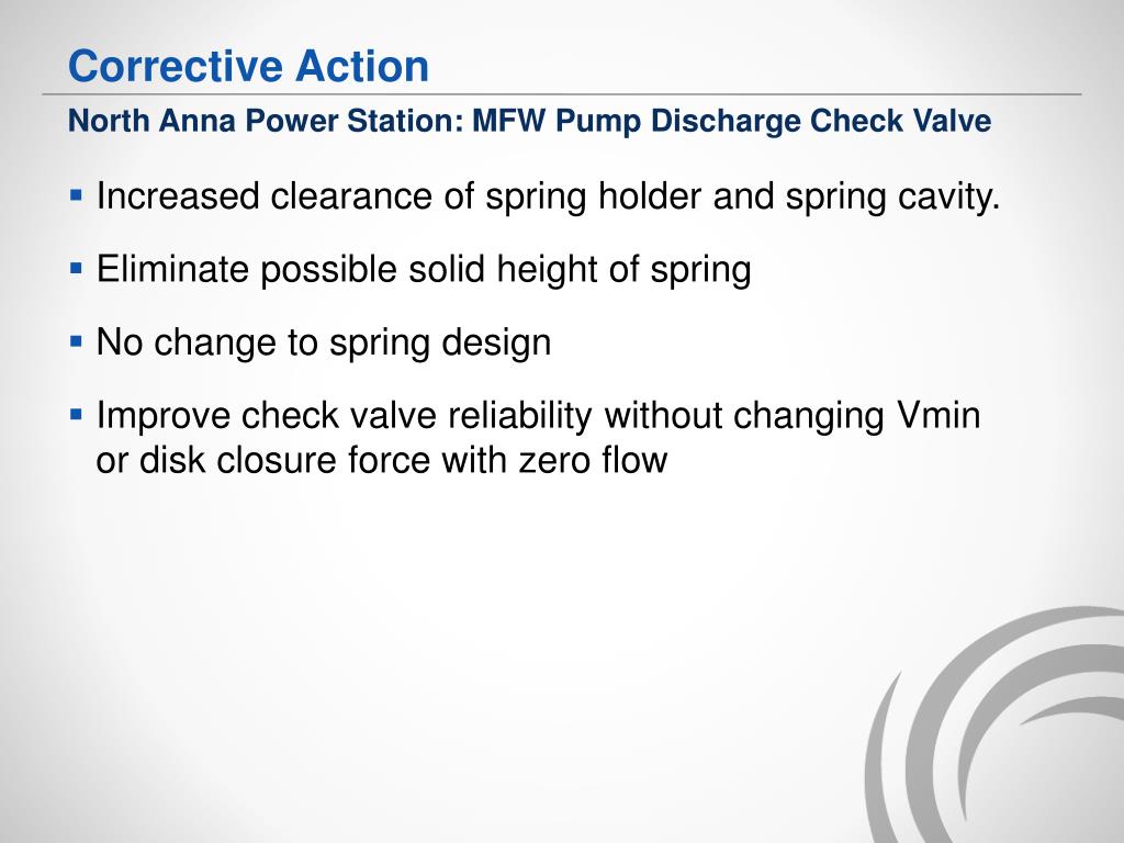 PPT MFW Pump Discharge Check Valve OE Follow Up PowerPoint
