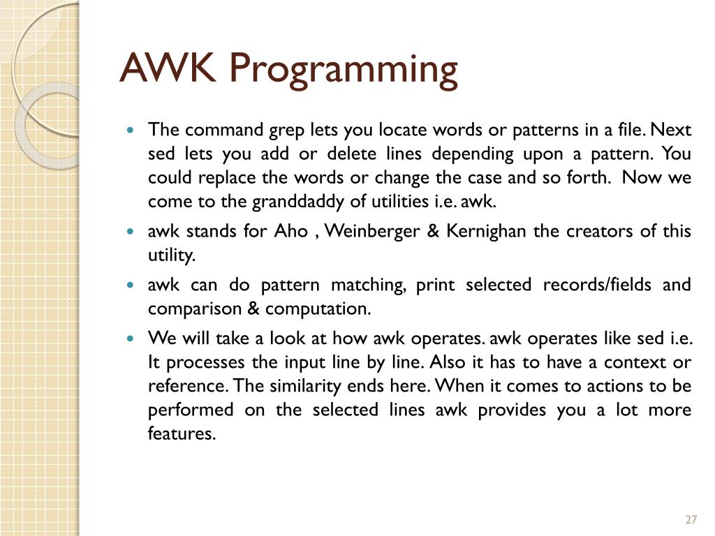 PPT INTRODUCTION TO SHELL SCRIPT & AWK PROGRAMMING PowerPoint