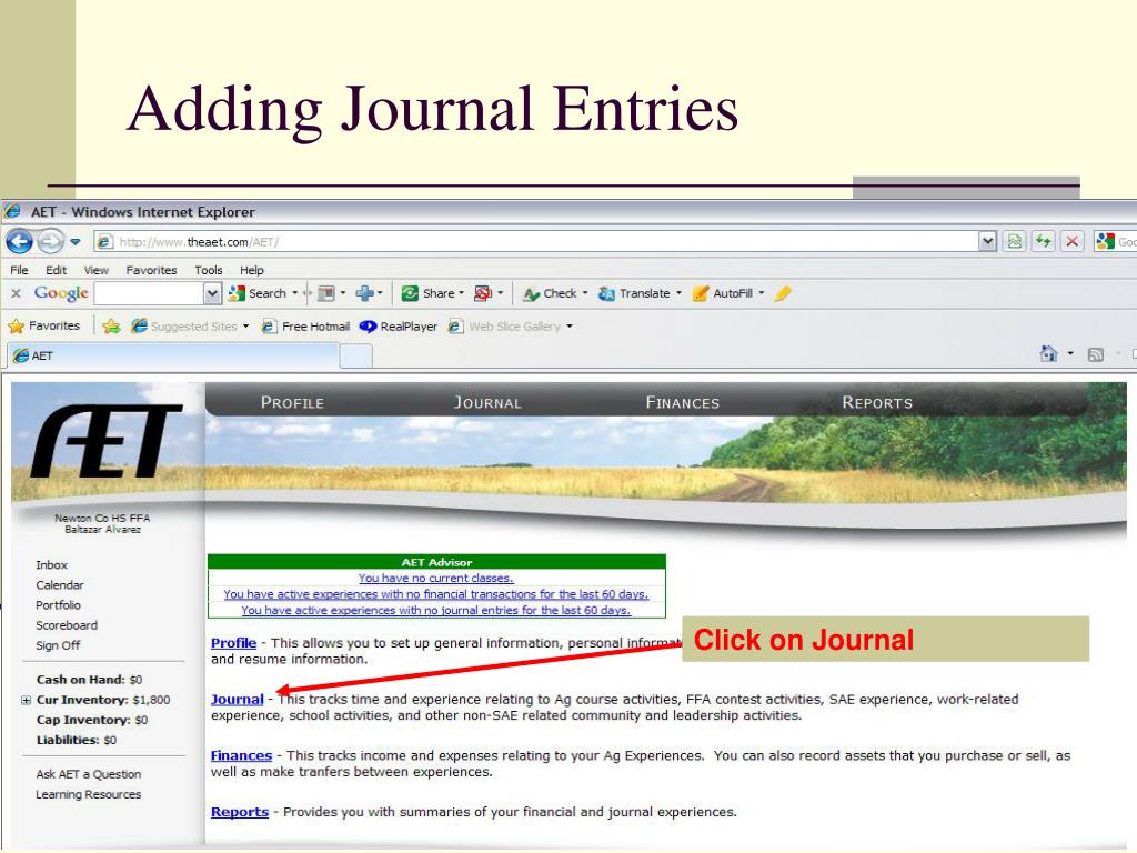 PPT The Agricultural Experience Tracker (AET) PowerPoint Presentation