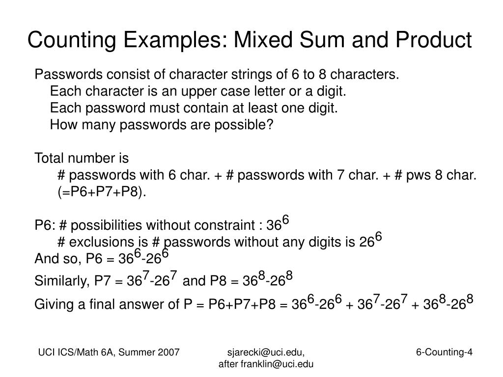 PPT Counting Product and Sum Rules PowerPoint Presentation, free