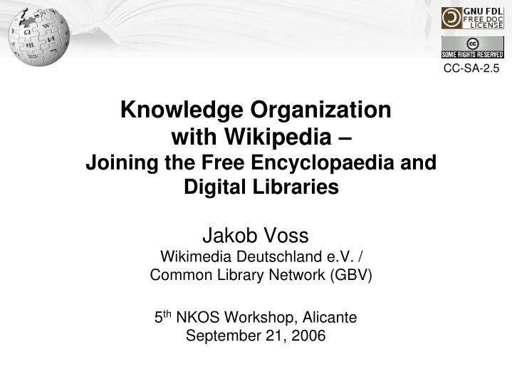 PPT Knowledge Organization with Wikipedia Joining the Free