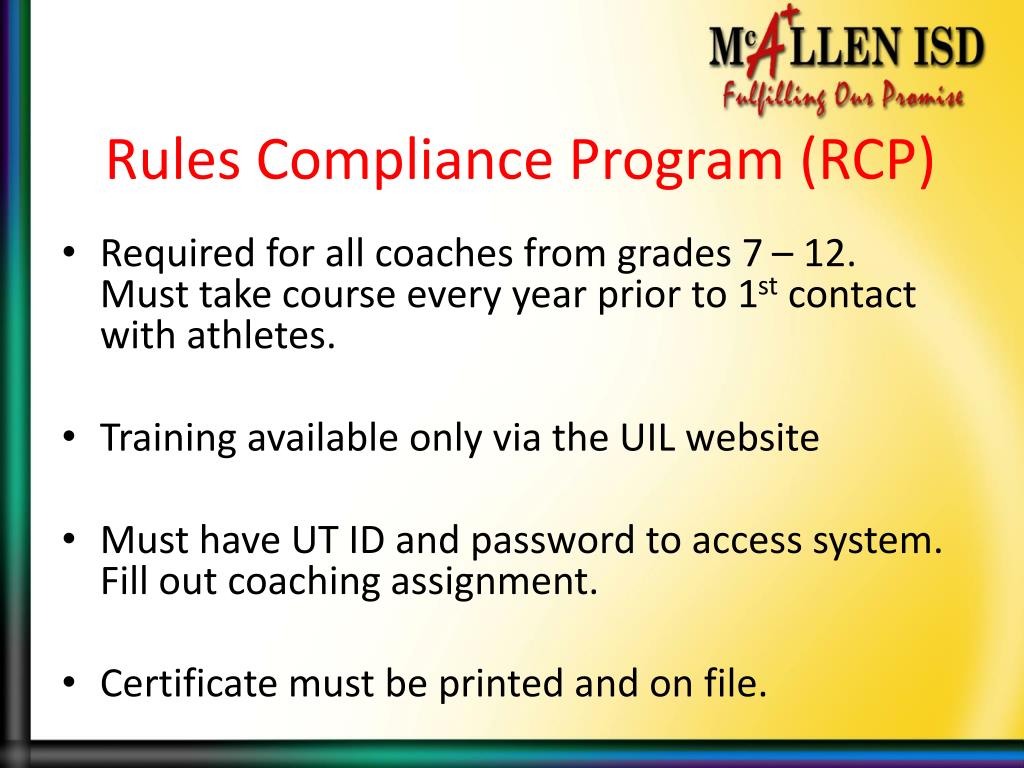 PPT McAllen ISD High School Coaches UIL ORIENTATION PowerPoint Presentation ID3356112