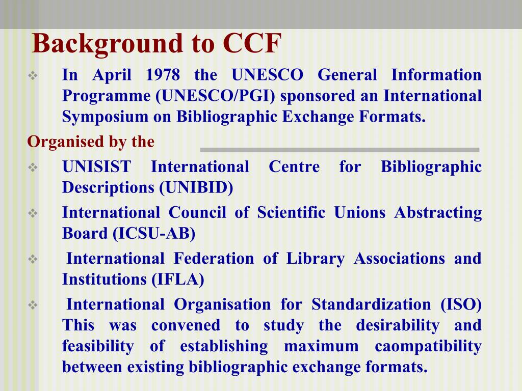 PPT COMMON COMMUNICATION FORMAT (CCF) PowerPoint Presentation, free