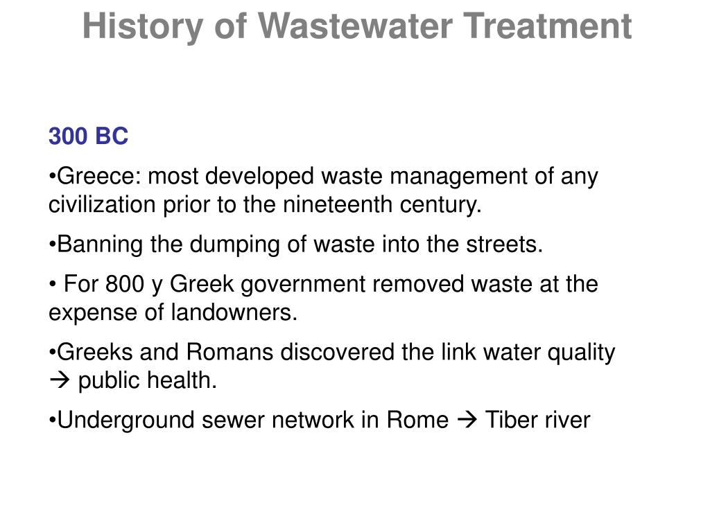 PPT History of and Current Trends in Wastewater Treatment With input