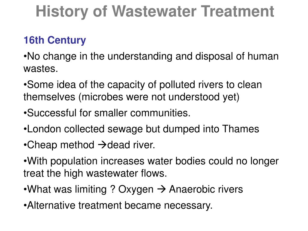 PPT History of and Current Trends in Wastewater Treatment With input