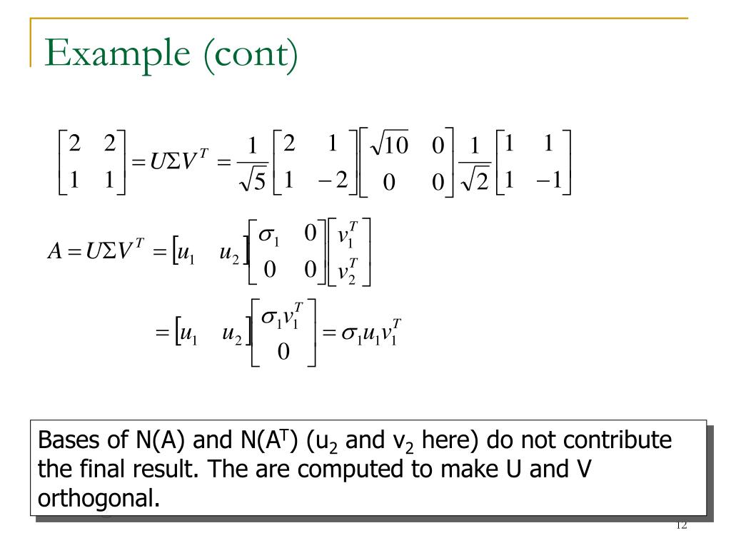 PPT SVD Singular Value PowerPoint Presentation ID