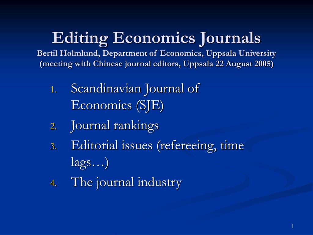 PPT Scandinavian Journal of Economics (SJE) Journal rankings