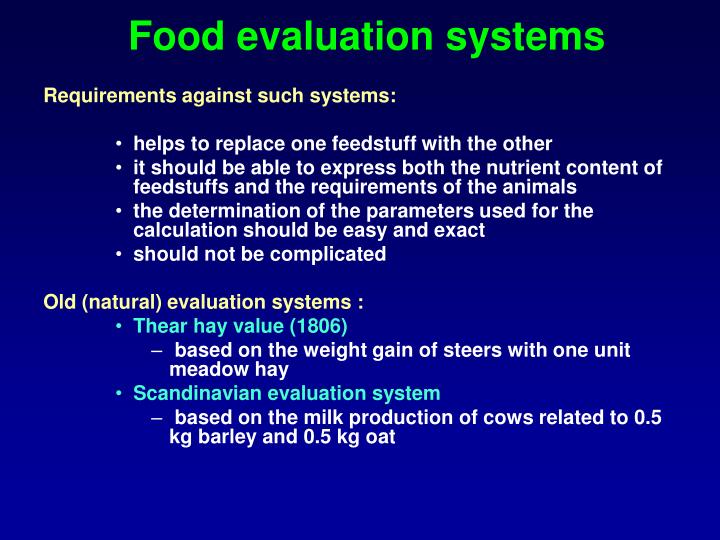 PPT Food evaluation systems Requirements against such systems