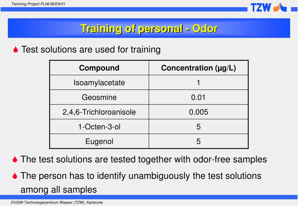 PPT Taste and odor assessment in the framework of water quality