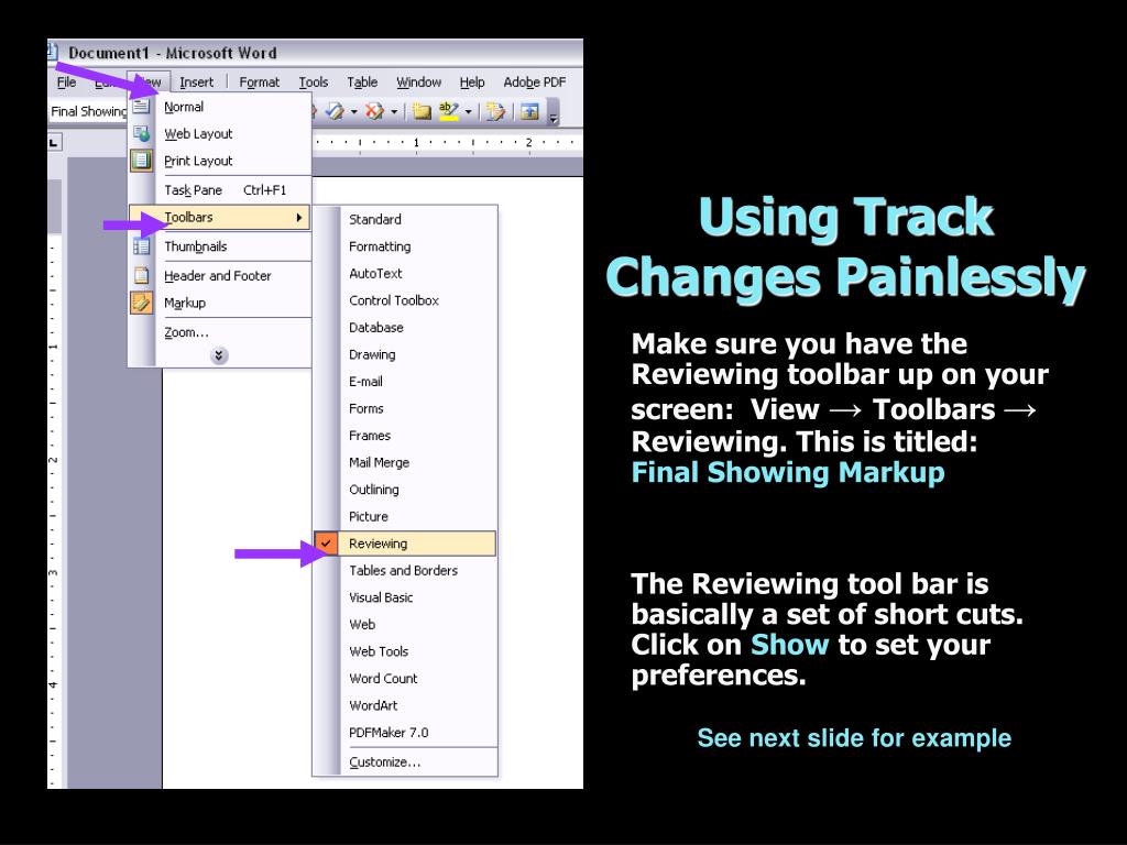 PPT Turn track changes on or off for the first time PowerPoint