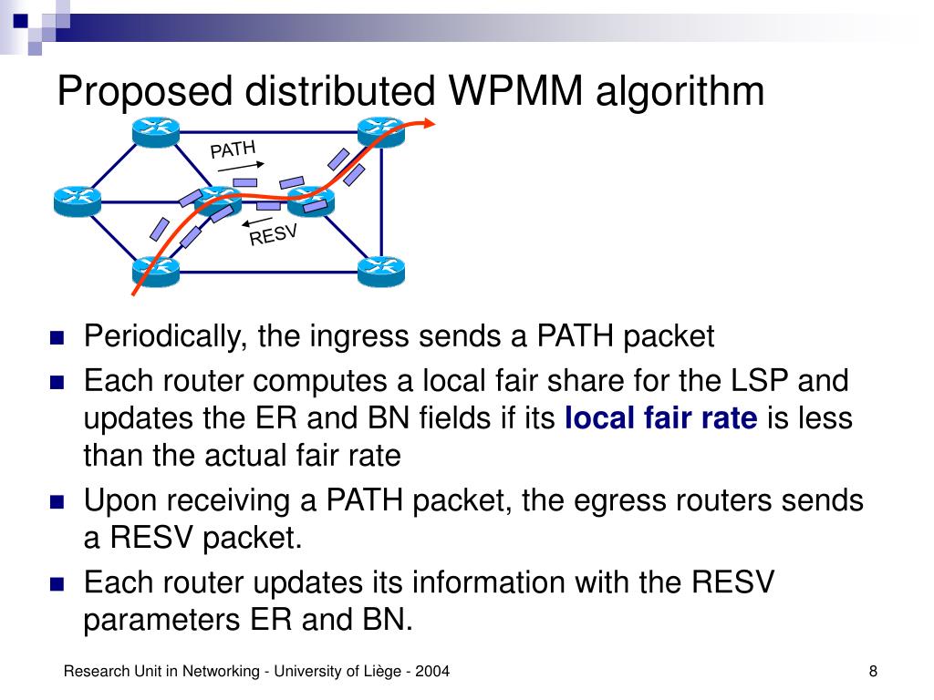 PPT A Distributed Algorithm for Weighted MaxMin Fairness in MPLS