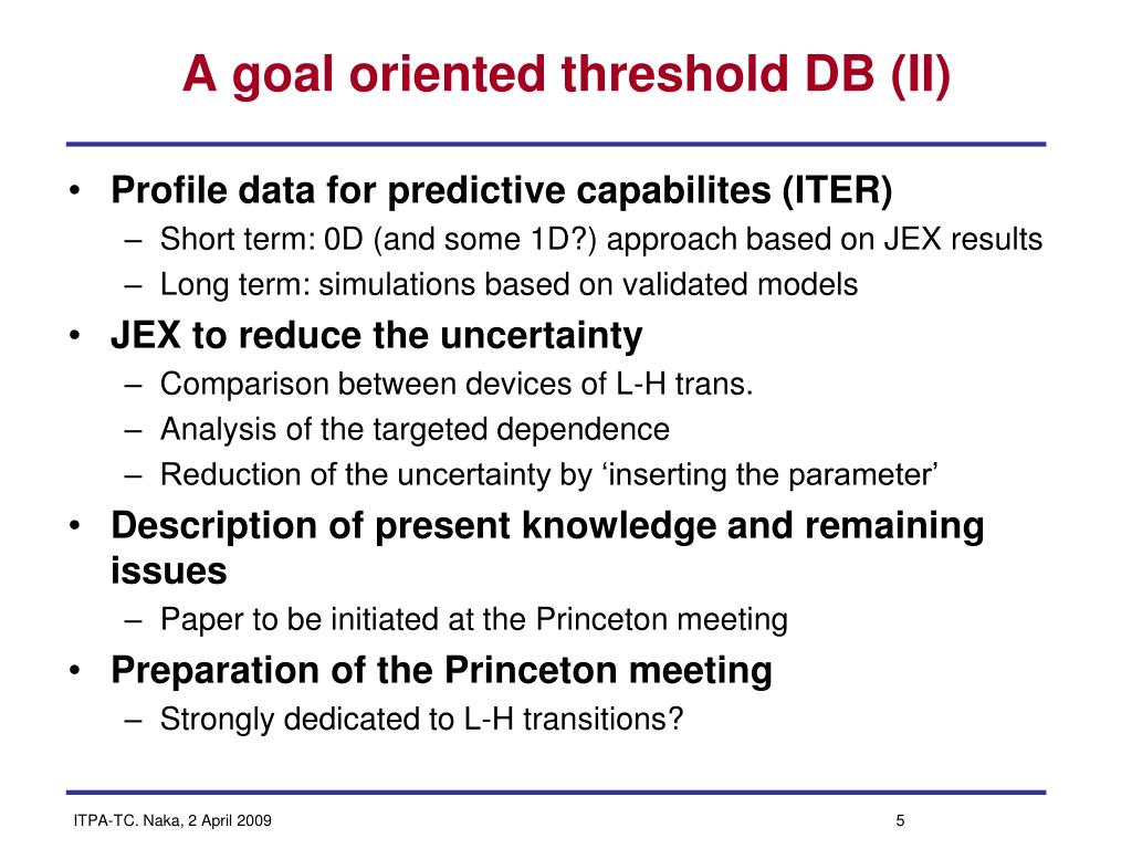 PPT LH threshold database Status and Plans PowerPoint Presentation