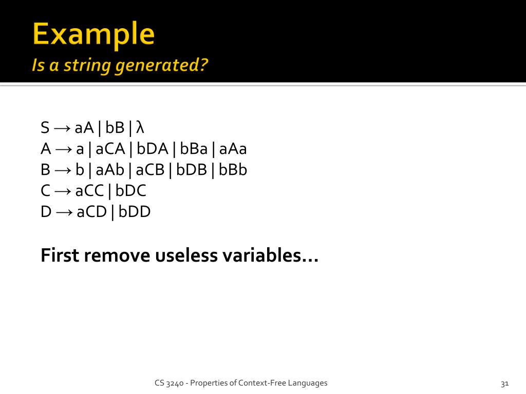 PPT Properties of ContextFree Languages PowerPoint Presentation