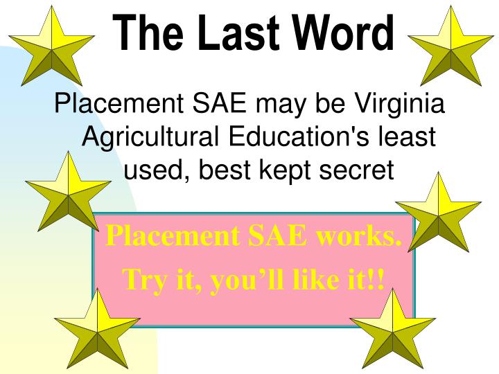 PPT Placement SAE PowerPoint Presentation ID3395307