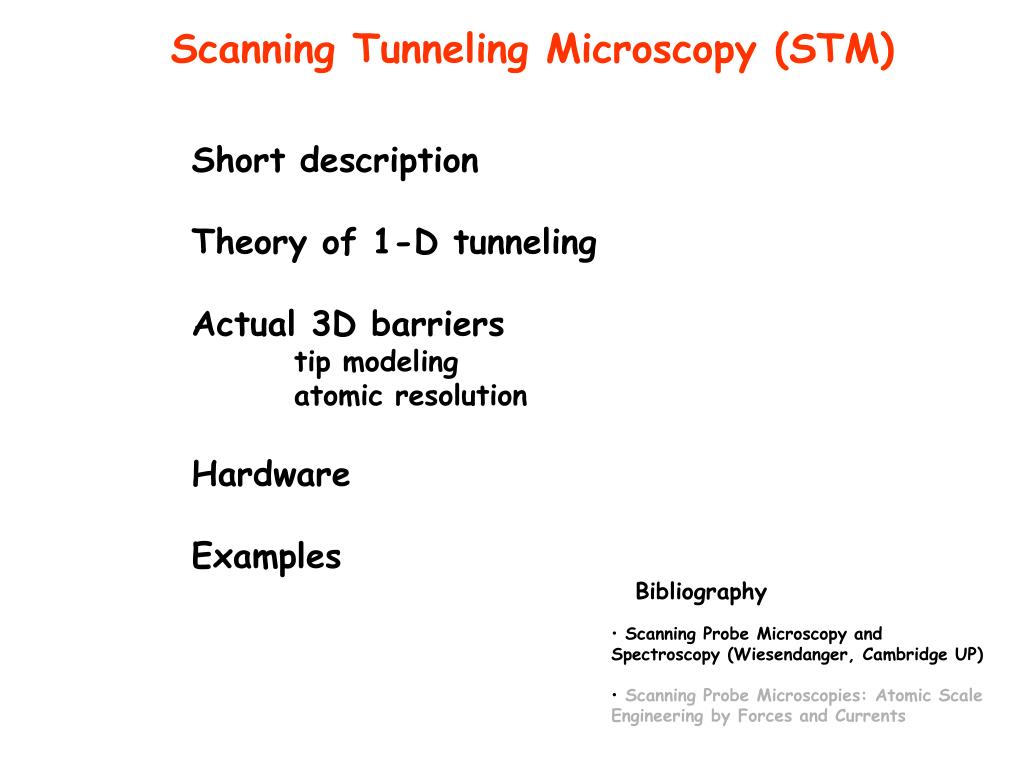 PPT Short description Theory of 1D tunneling Actual 3D barriers tip