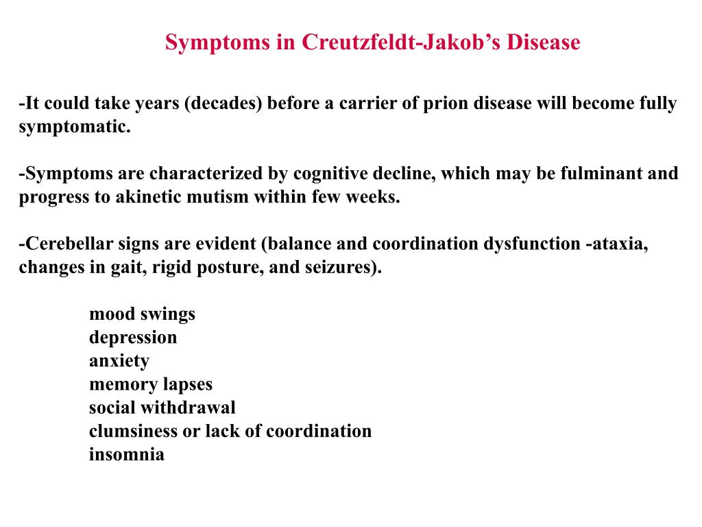 PPT CreutzfeldtJakob’s disease or Prion Disease or Mad Cow disease