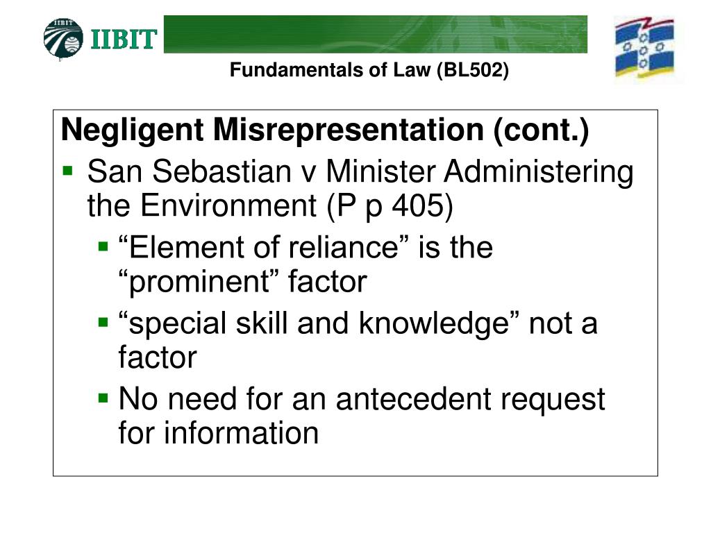 PPT Week 6 The Law of Torts Negligence Negligent Misrepresentation
