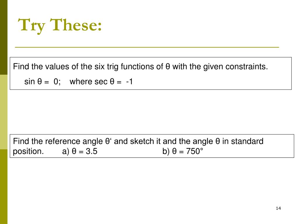PPT Chapter 4 Trigonometry Section 4 Trigonometric Functions of Any