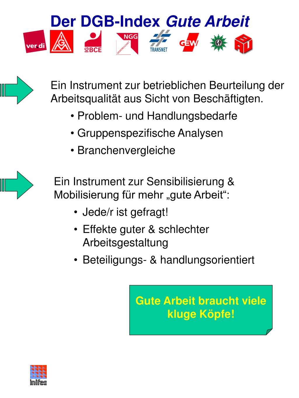 PPT Der DGBIndex Gute Arbeit Ziele und Umsetzungsperspektiven Eine Gemeinschaftsarbeit von