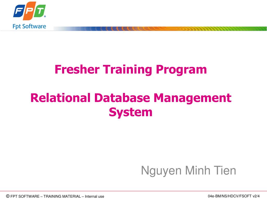 PPT Fresher Training Program Relational Database Management System