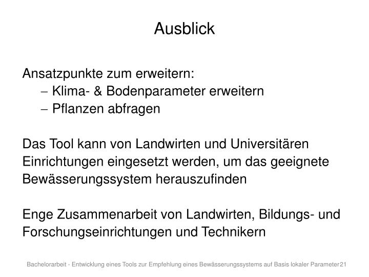Ausblick Schreiben Bachelorarbeit