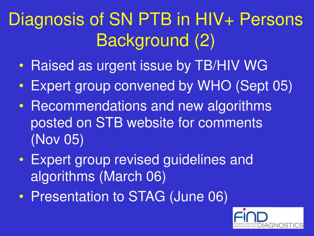 PPT Diagnosis of AFB SmearNegative Pulmonary TB in HIVInfected
