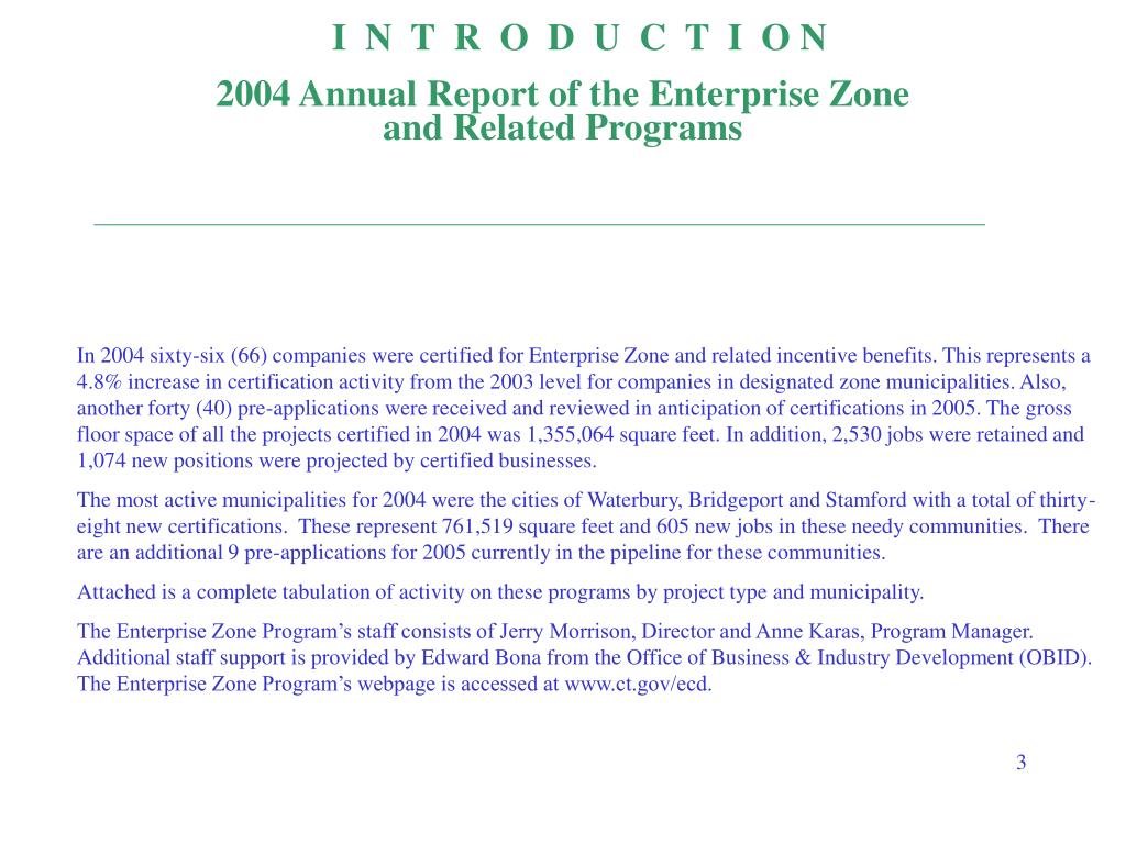PPT The Connecticut Enterprise Zone Program 2004 Annual Report