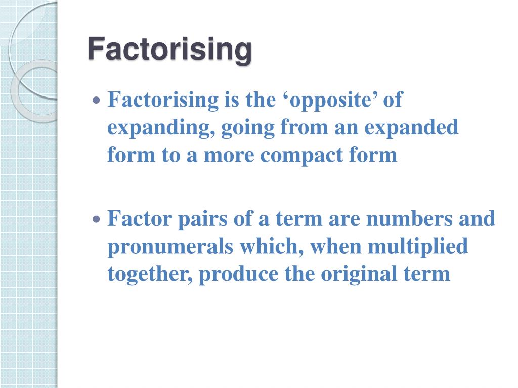 PPT Expanding and Factorising PowerPoint Presentation, free download