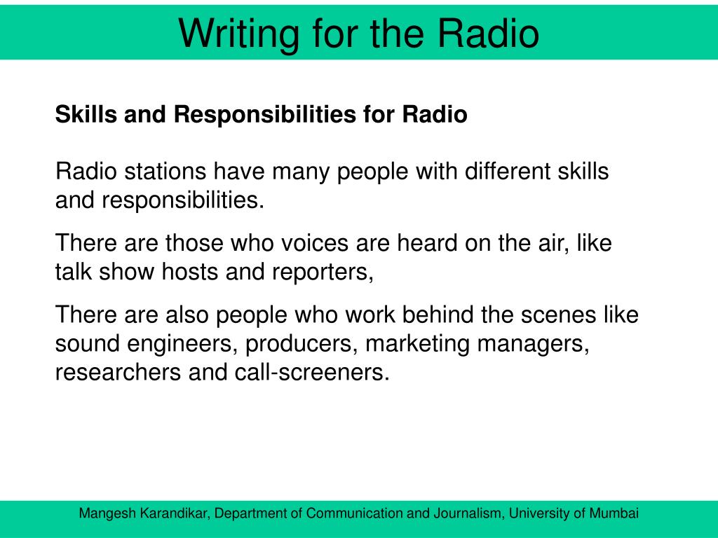 PPT WRITING FOR RADIO PowerPoint Presentation, free download ID3467821