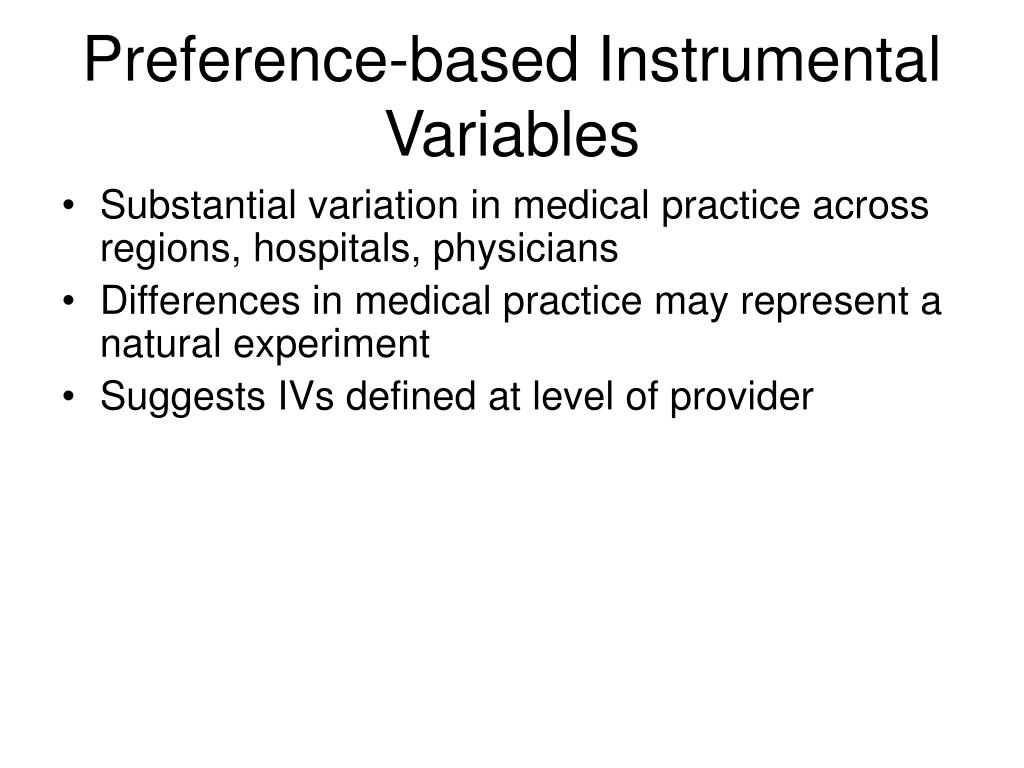 PPT Instrumental variables for comparative effectiveness research a