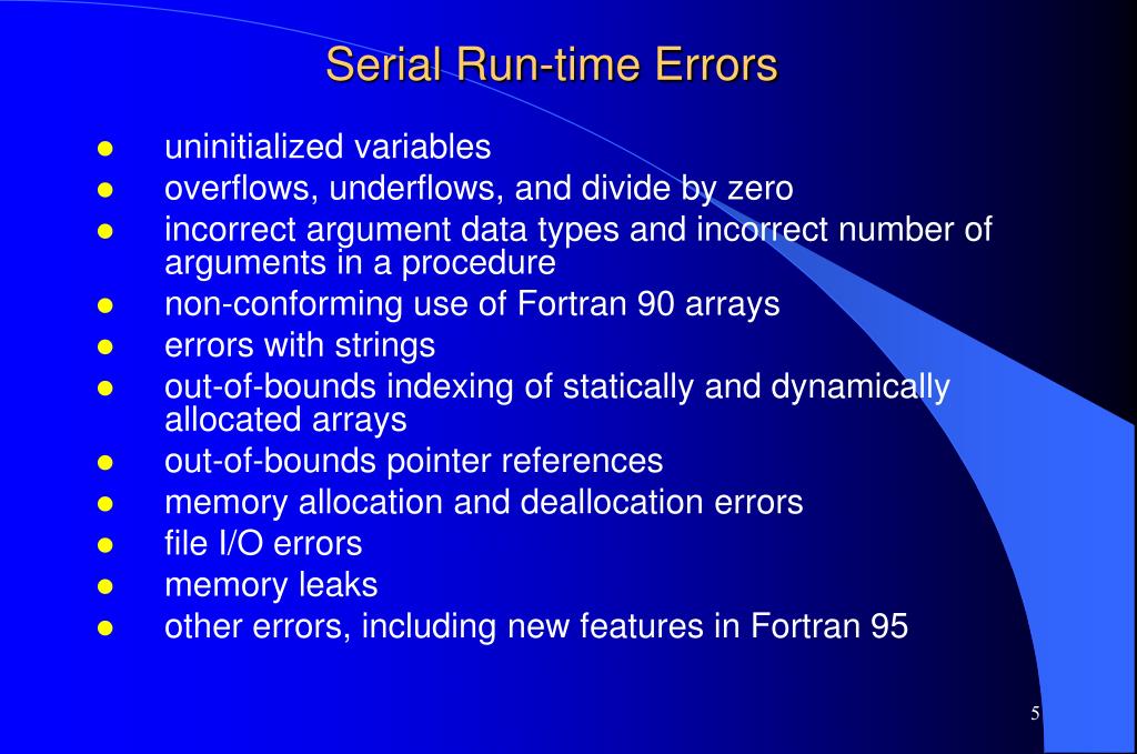 PPT Serial Runtime Error Detection and the Fortran Standard