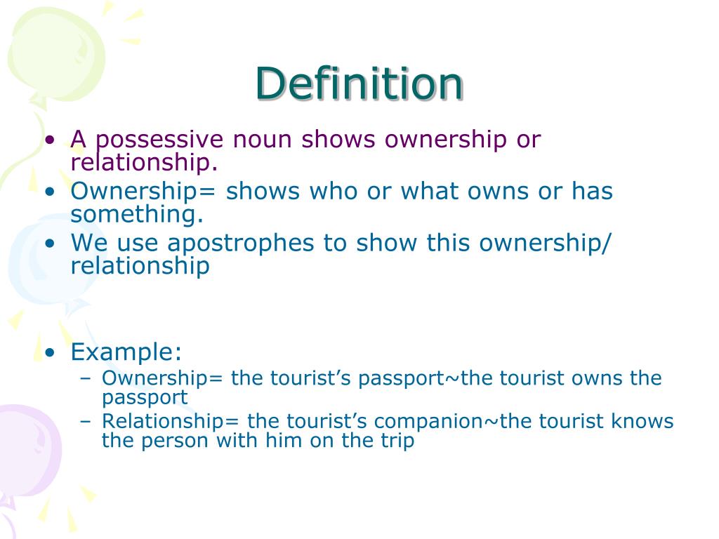 PPT Possessive Nouns PowerPoint Presentation, free download ID3489119