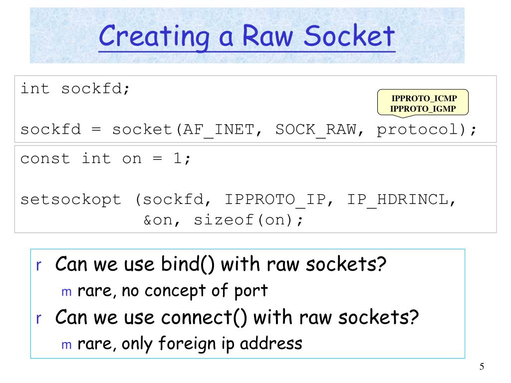 PPT Introduction to Raw Sockets PowerPoint Presentation, free