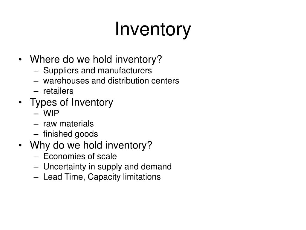 PPT Inventory Management, Supply Contracts and Risk Pooling