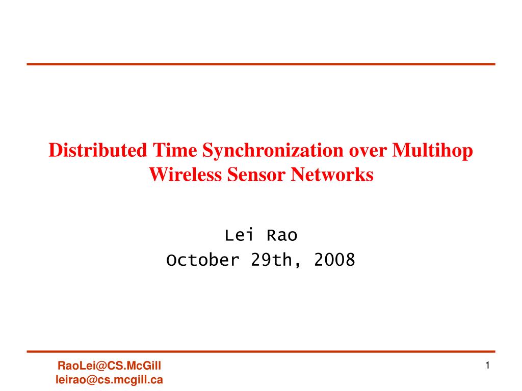 PPT Distributed Time Synchronization over Multihop Wireless Sensor